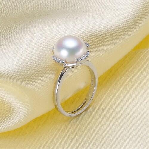 DIY Pearl Accessories S925 Silver Plated Adjustable Fine Pearl Ring Setting Blank Bar Settings Cameo Base