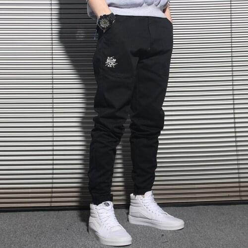 Fashion Men Japanese Style Jeans Loose Fit Black Khaki Green Color Harem Trousers Casual Cargo Pants Hip Hop Joggers Pants Men
