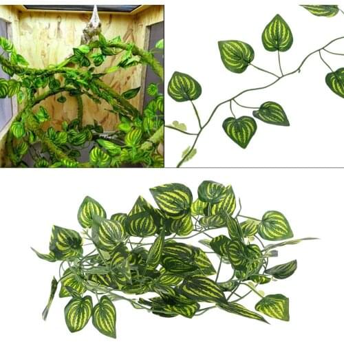 Artificial Watermelon Vine Reptile Lizards Terrarium Climb Decoration Fake Plants Leaves