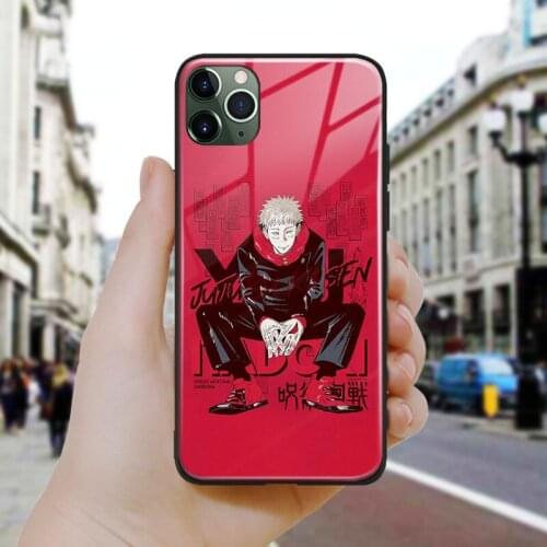 Itadori Yuji Anime Poster Art Soft Silicone Glass Phone Case Cover Shell For iPhone SE 6 6s 7 8 Plus X XR XS 11 12 Mini Pro Max