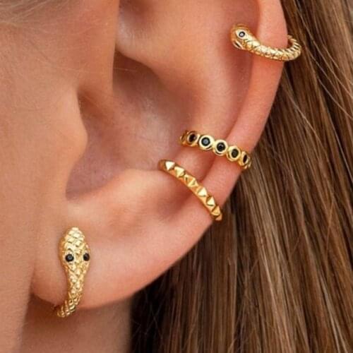 1Pc Cute Snake Ear Cuff Red Cubic Zircon CZ Eye Snake Shape Fashion European Girl Women Jewelry No Piercing Clip On Earring