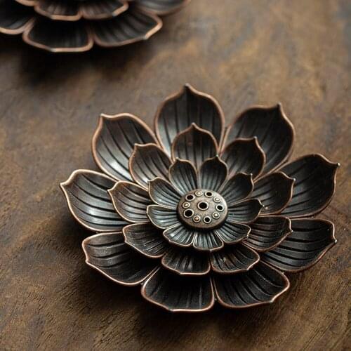 Censer Burner Lotus-shaped Sleep Aid Retro Cone Sandalwood Incense Lotus Incense Burner Kirsite Classic Incense Censer Holder