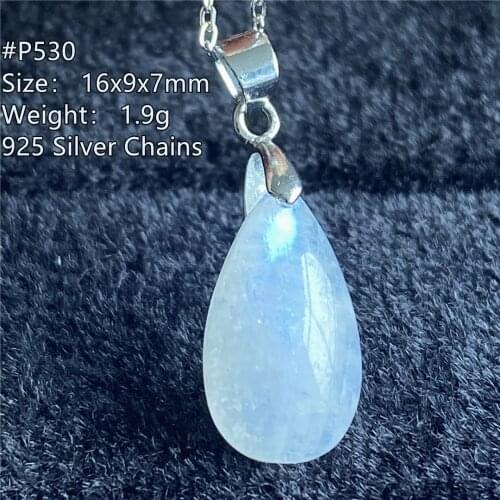 Natural Moonstone Pendant Jewelry For Women Man 925 Silver Crystal Luck Love Healing Gift 21x14x7mm Blue Stone Beads Gemstone