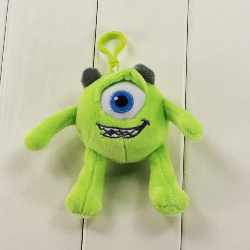 12cm Mike Wazowski Plush Toy Single Eye Mr. Q Pendant Dolls with Hook