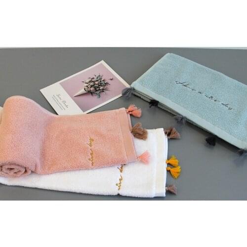 Tassel Pure Cotton Towel Set Rectangle Household Kids Adults Face Bathing Towels Good Water Absorption for Bathroom Serviette