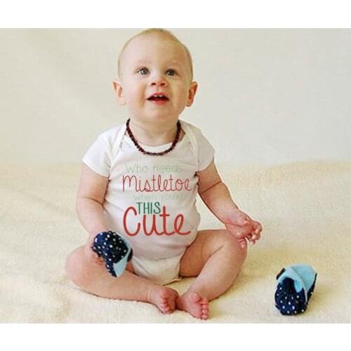 New Baby Boys Girls Short Sleeve Letter Print Who Needs Mistletoe When You Are This Cute Cotton Romper Baby Clothes Hot