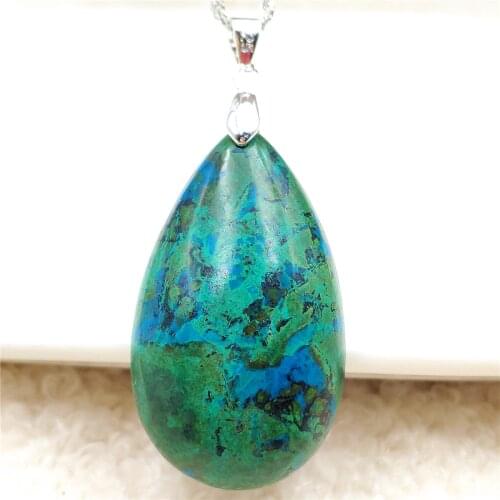 Top Quality Natural Malachite Blue Green Chrysocolla Pendant Powerful 39x23x12mm Women Men Rectangle Jewelry AAAAA