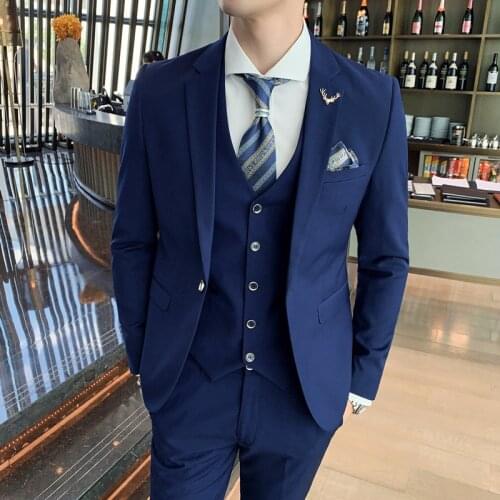 Jacket + Vest + Pants ) 2021 New Mens Fashion Business Solid Color Wedding Dress Terno Male Mariage Slim Formal Social Tuxedo