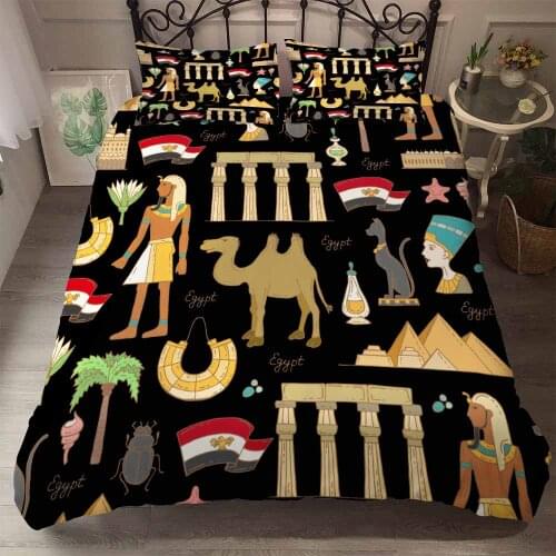 Bedclothes Egypt Style Beddingset Black Duvet Cover Sets Pillowcases High-quality Super Soft And Comfortable Cotton Bedding Set
