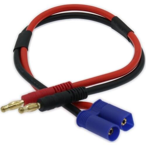 RCAWD 1x300mm Male EC5 Plug And 24K Gold-Plated Male Banana Silicone Cable 12awg For Lipo Battery Charger XC0015 RCAWD