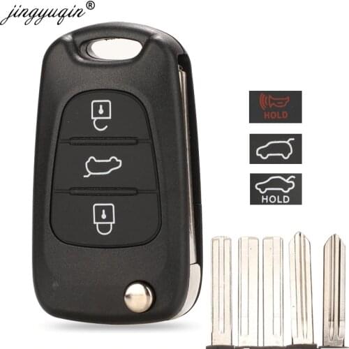Jingyuqin Replace Remote Car Key Shell 3 BT Flip Folding Key Case For Kia K2 K5 Rio 3 Picanto Ceed Cerato Sportage For Hyundai