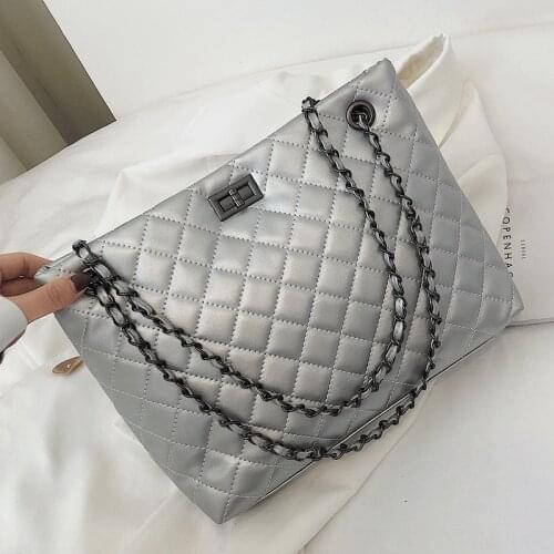 Casual Large Capacity Woman Tote Bag Designer Shoulder Bags Female Chains Diamond Lattice Handbags Luxury Crossbody Bag Girl Sac