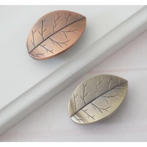 Unique Dresser Knob Drawer Knobs Pulls Handles Leaf Antique Bronze Kitchen Cabinet Knobs Furniture Decorative Knob Hardware