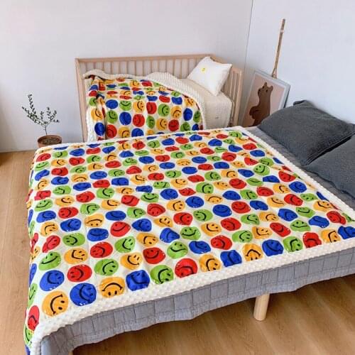Cartoon Comforting Thickened Peas Velvet Particle Blanket Warm Skin Cotton Blanket for Children Peas Soft Quilt for Four Seasons