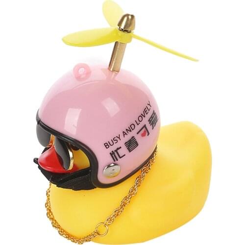 The Duck Light Horn Small Yellow Duck Car Decoration Windbreaker Duckling with Helmet MU8669