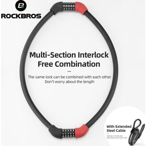 ROCKBROS Bicycle Lock Steel Cable Chain Five-digit Code Anti-theft Mountain Password PVC Bike Lock MTB Bicycle Accessories