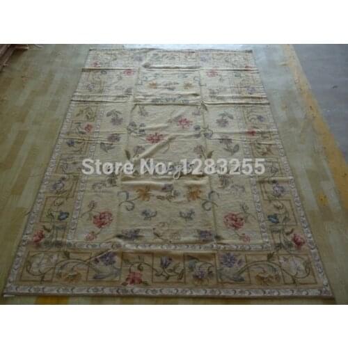 Needle-point Knits Hand-made Carpets New Price French Needlepoint 100% Wool Floral Carpet Woven Traditional