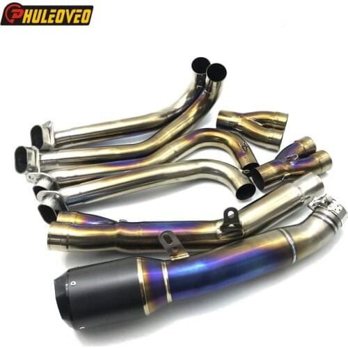 Titanium Alloy Motorcycle Exhaust Full System for H2 2015-2021 Header Tube Manifold with Carbon Fiber Slip-on Exhaust Muffler