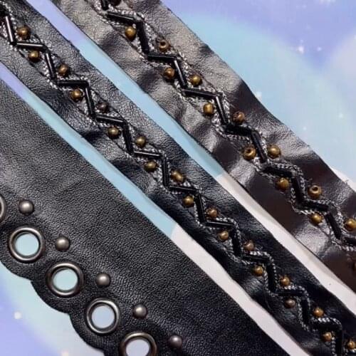 Wholes 2yards Width 35mm PU fabric with Round Garment Eyelets Grommet Tape webbing trim tape DIY for shoes cloth