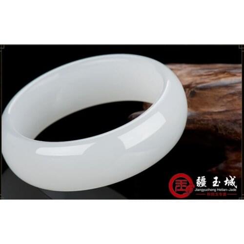 Xinjiang Hotan Jade Bracelet Female Pure natural lanolin jade-grade Kunlun Jade Bracelet width version Jade Bracelets