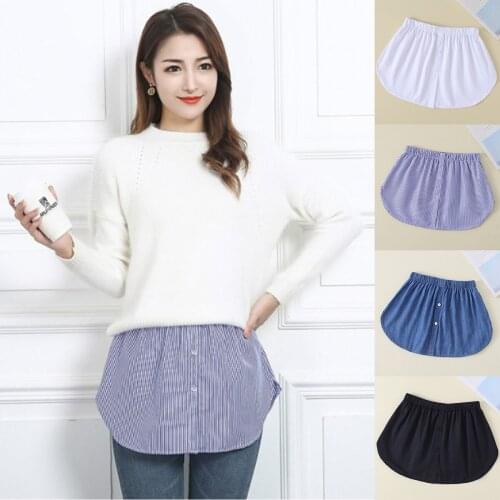 Women Fake False Shirt Tail Blouse Hem Skirt Underskirt Sweatshirt Detachable