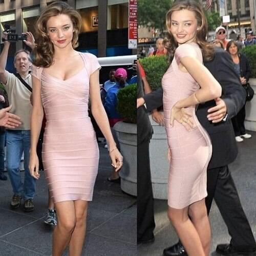 BEAUKEY Sweetheart Neckline Bandage Party Bodycon Dress Mini Short Sleeve Slim Elegance Office Lady Dress Black Blue Pink Dress