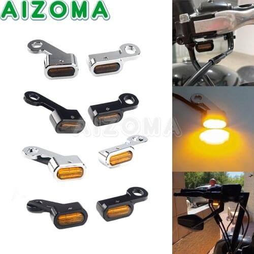 2pcs Mini Motorcycle LED Turn Signal Indicators Light Amber Blinker For Harley Sportster XL Iron 48 72 XL883 XL1200 C/L/N/R/S