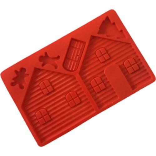 2Pcs christmas house Silicone chocolate Mold Creative Christmas Gingerbread House Cake Molds Sugar Craft Cake Decorating Tools