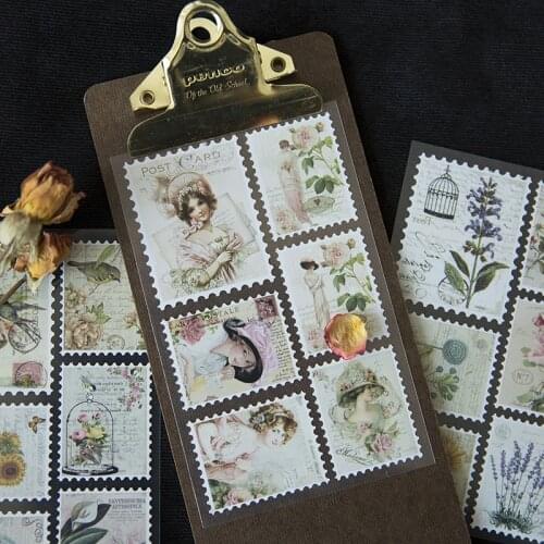 3 Sheets/Set Vintage Stamp Style Paper Sticker DIY Scrapbooking Sticker Diary Planner Album Label Decoration Sticker Stationery