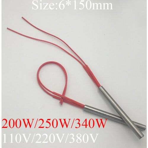 6x150 6*150mm 200W 250W 340W AC 110V 220V 380V Stainless Steel Cylinder Tube Mold Heating Element Single End Cartridge Heater