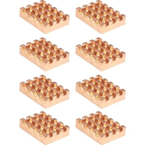 8pcs/Set A8 Pure Copper Heatsink Cooler Adhesive Back PC Computer Heat Sink Graphics Card Memory IC Chip Radiator