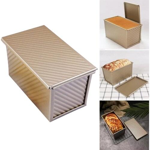 Non-Stick Mold Gold Kitchen Tools Cake Loaf Toast Reusable Baking Tools Bread Baking Mould Bakeware Pan Box For Party 450g