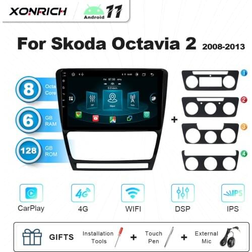Android10 Car Radio AI Voice Control Multimedia Video Audio Player Navigation For SKODA Octavia 2 2008-2013 A5 Carplay 4GB DSP