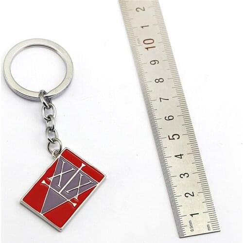 Anime Hunter x Hunter Jeff Lux Keychain Hunter License Sign Logo Red Zinc Alloy Key chain ring Cover llavevos chaveiro Trinket
