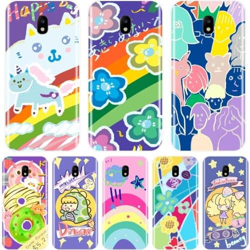 Phone Case For Samsung Galaxy J4 J6 J8 Plus 2018 J3 J5 J7 2015 2016 2017 J2 J5 J7 Prime Cute Flower Color Silicone Back Cover