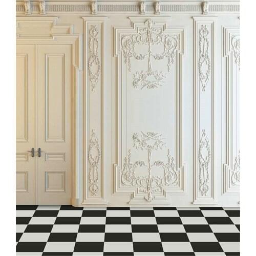 Wooden Wall Black And White Floor Tiles Photography Backdrop 5x7 Real Background For Wedding Photo Shoots Photo Studio Backdrops