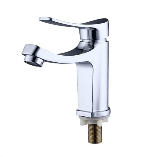 G1/2 European Style Zinc Alloy Single Cold Washbasin Faucet Bathroom Chromium Plating Counter Basin Tap Home Creative Bibcock