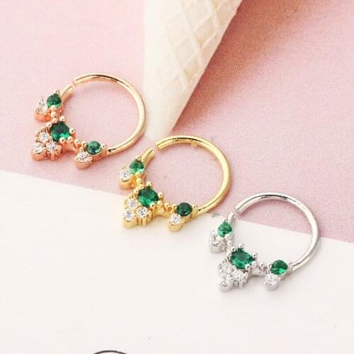 1 Pcs Piercing Nose Ring Expander Seamless Segment Ear Nose Hoops Gold Color Cz Tragus Cartilage Earrings Nostril Body Jewelry