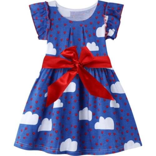 Summer New European And American Style Brand Cotton Cloud Print Childrens Clothes Party Girls Dresses
