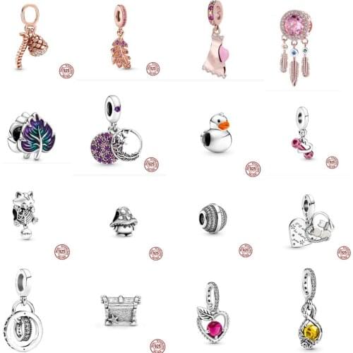 Top selling 100% 925 Sterling Silver pinecone leaves love rotation charm in line with Pan jewelry gift Bracelet