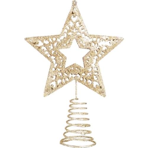 Mini Christmas Tree Topper Golden Star Decor Christmas Party Ornament For Home Shop Decorative Accessories