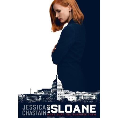Miss Sloane Movie Jessica Chastain, Mark Strong Art print Silk poster Home Wall Decor