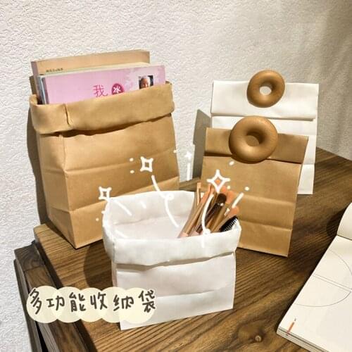 Fashion Kraft Paper Cosmetic Bag Multifunction Candy Food Gift Packing Organizer Travel Bags Creative DIY Makeup Storage Pouch