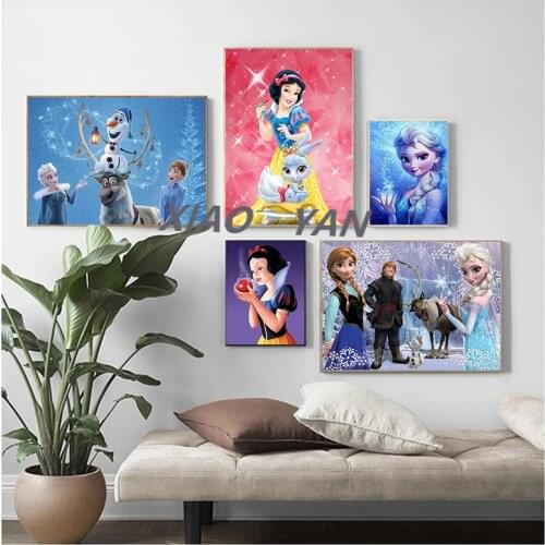 Cartoon Ice Sister Elsa Anna Princess Diamond Painting Full Diamond Embroidered Cross Stitch Kits Childrens Room Home Decor