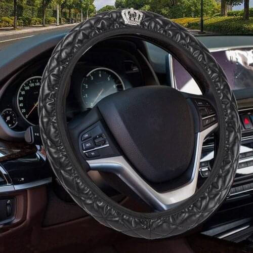 Soft Breathable PU Leather Elastic Cloth Steering Wheel Cover, Cold or Hot Universal 15 inch