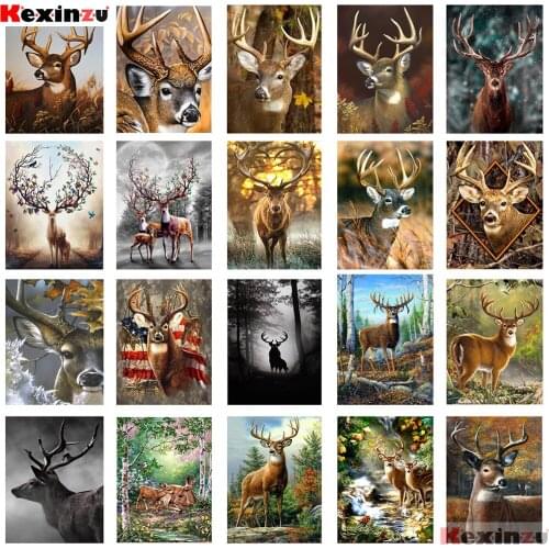KEXINZU Full Square/Round Drill 5D DIY Diamond Painting "Animal Deer" 3D Diamond Embroidery Cross Stitch Home Decor Gift S653