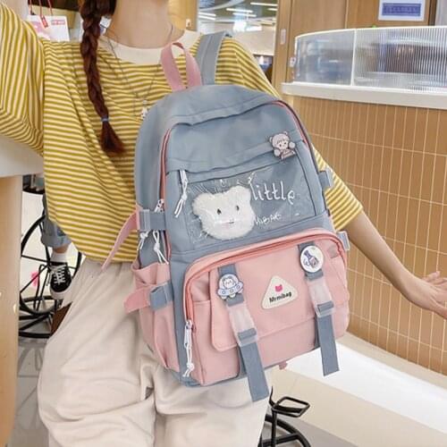 Nylon Women School Backpack for Girls Large Capacity Rucksack Teenage Bookbag Female Student Anti Theft Backpacks Ladies Mochila