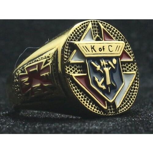 Newest Unisex 316L Stainless Steel Knights of Columbus Christianity Catholicism K of C Cross Skull Ring