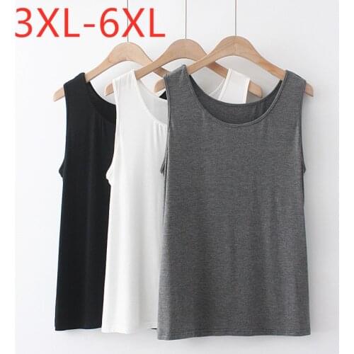 New 2021 Ladies Summer Plus Size Basic Tank Tops For Women Large Sleeveless Slim Elastic Modal Gray Vest Top 3XL 4XL 5XL 6XL