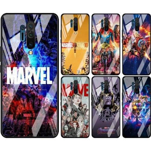 Tempered Glass Hot New Shell Luxury Cover Marvel Avengers Assemble For Oneplus 7 7T 8 Z 8 8T 9 9R Nord PRO 5G Phone Case